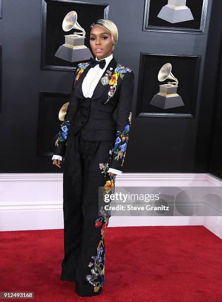 Janelle Monae arrives at the 60th Annual GRAMMY Awards at Madison Square Garden on January 28, 2018 in New York City.