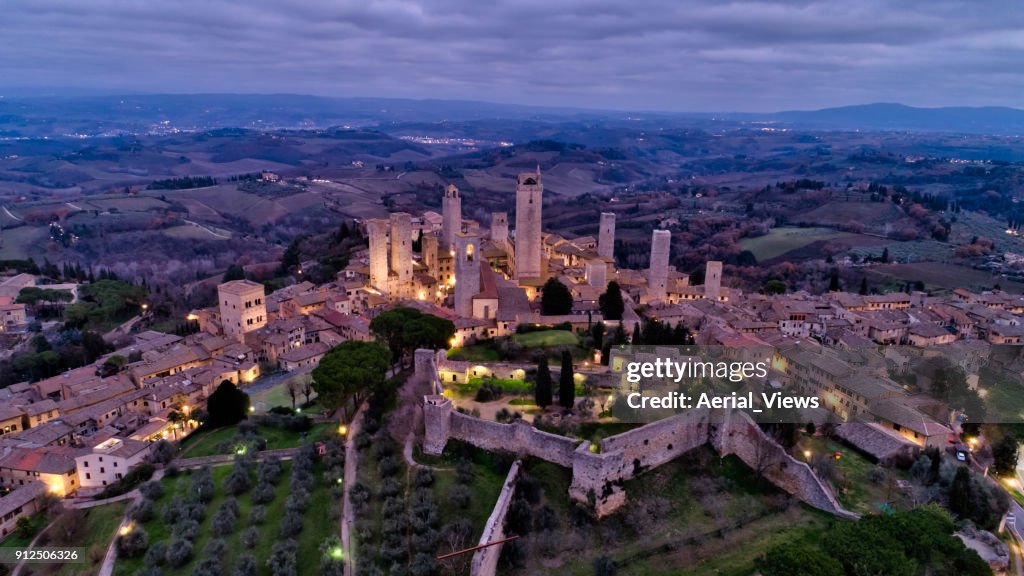 San Gimignano, Tuscany - Aerial View