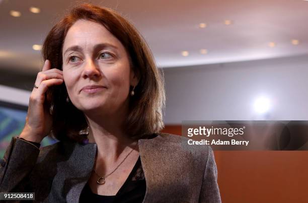 Family Minister Katarina Barley arrives for the weekly German interim federal Cabinet meeting in the German federal Chancellery on January 31, 2018...