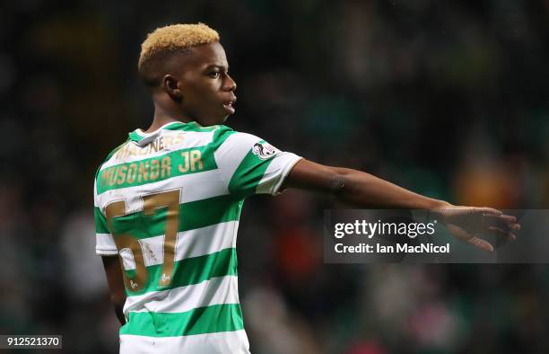 Charly Musonda of Celtic is seen during the Scottish Premier League match between Celtic and Heart of Midlothian at Celtic Park on January 30, 2018...