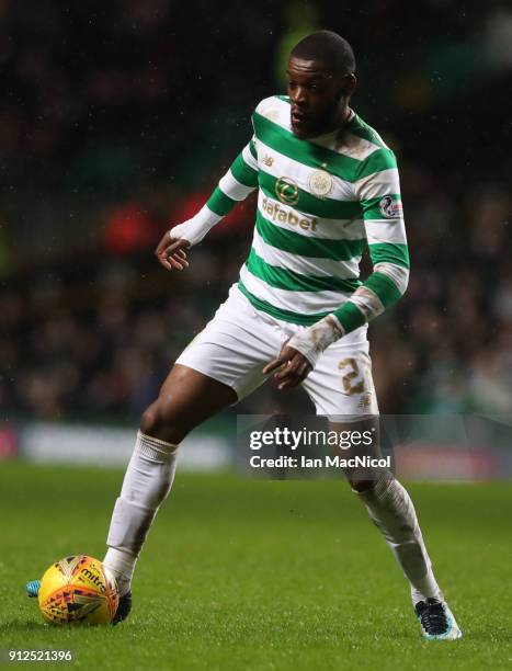 Olivier Ntcham of Celtic controls the ball during the Scottish Premier League match between Celtic and Heart of Midlothian at Celtic Park on January...