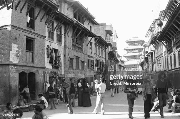 Hippies in Freak Street, Katmandu, Nepal March 1977.