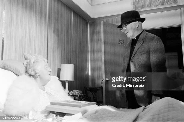 On the set of 'A Countess from Hong Kong', Charlie Chaplin's new film, Miss Margaret Rutherford has a cameo role as a seasick passenger whose cabin...