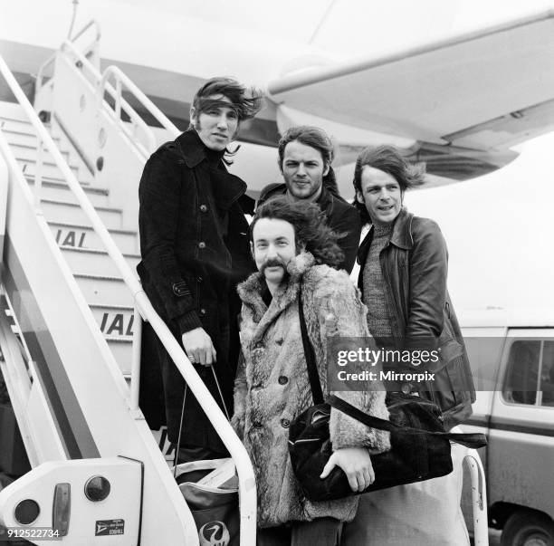 Japan Air DC-8 jet airliner has been chartered by the British progressive music group Pink Floyd to take the group and their equipment to Japan for a...