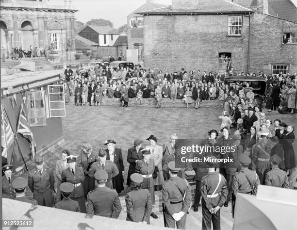 The Foreign Secretary, Mr Anthony Eden opened the Anglo-U.S.A. And Allied services Club on Castle Hill, Cambridge: our picture shows: Honour guard...