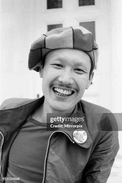 Kansai Yamamoto, Fashion Designer, The Portobello Hotel, London, 28th May 1971. Pictured wearing clothes purchased on his recent trip as he prepares...