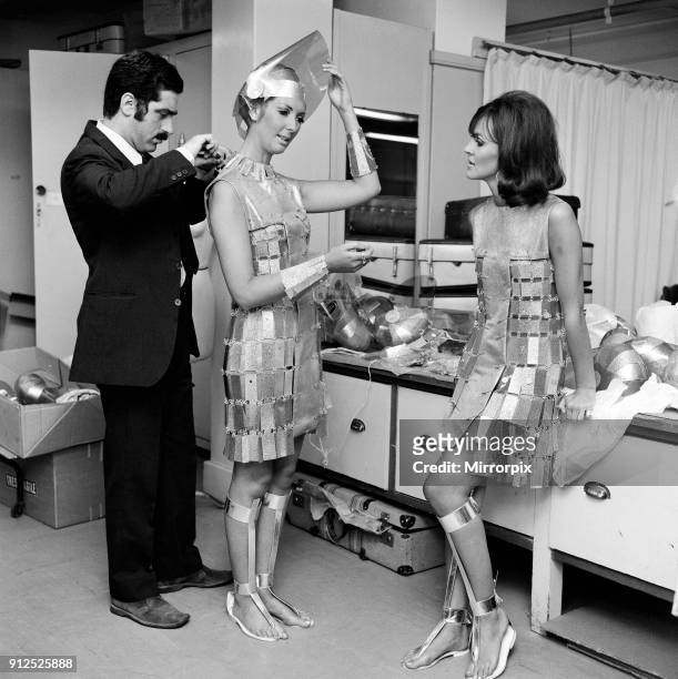Fashion designer Paco Rabanne on the film set of Casino Royale at Elstree. He has been working on the clothes together with Julie Harris for the...