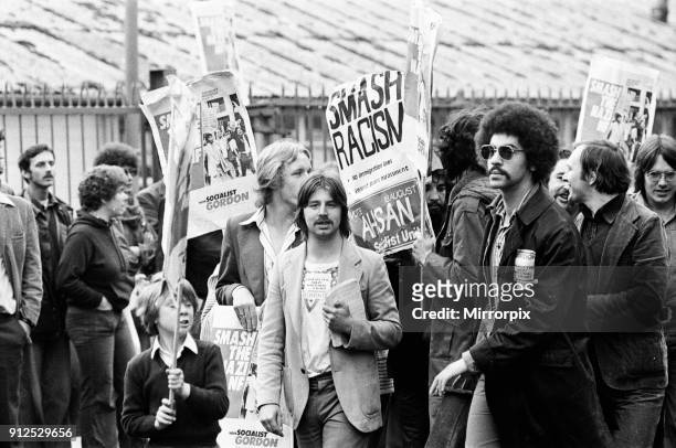 National Front meeting, City Road School, Winston Green, Birmingham, Monday 8th August 1977. Tensions ahead of Birmingham Ladywood by-election, to be...