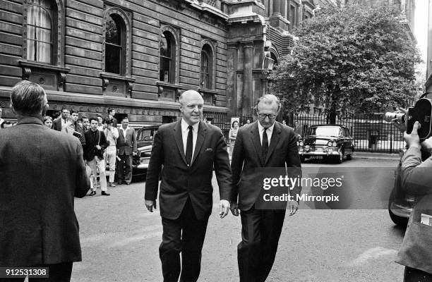 Ministers in Downing Street during talks between Alec Douglas-Home and Labour Leader Harold Wilson over the Cyprus Conflict as the Greek Cypriots and...