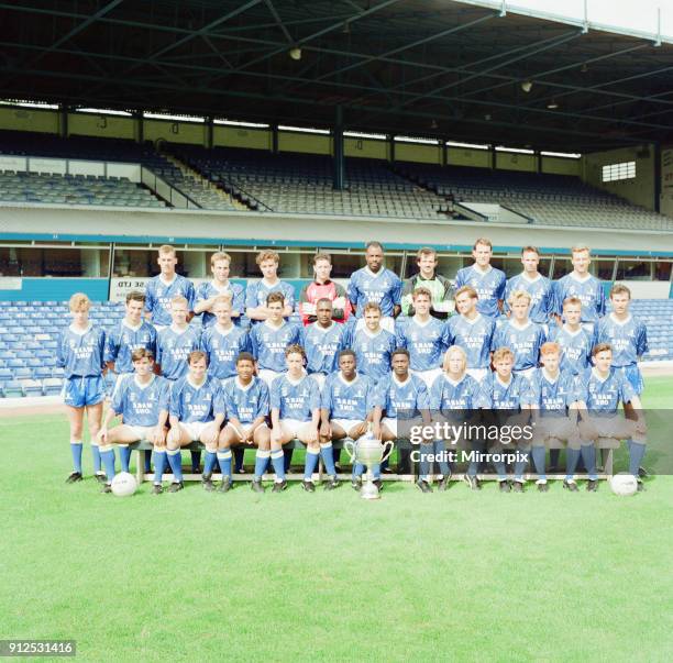 Birmingham City FC, Pre Season Photo-call, 23rd August 1991. Football Team, Squad. Birmingham City. FRONT ROW, from left: David Foy, Eric Hogan, Andy...