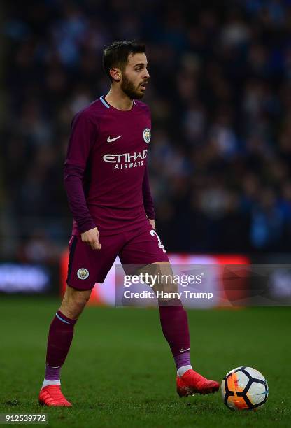 Bernardo Silva of Manchester City during The Emirates FA Cup Fourth Round match between Cardiff City and Manchester City at the Cardiff City Stadium...