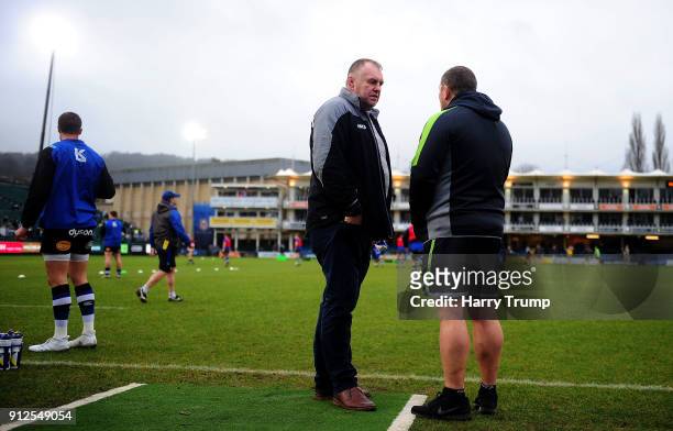 Dean Richards, Director of Rugby of Newcastle Falcons during the Anglo-Welsh Cup match between Bath and Newcastle Falcons at the Recreation Ground on...