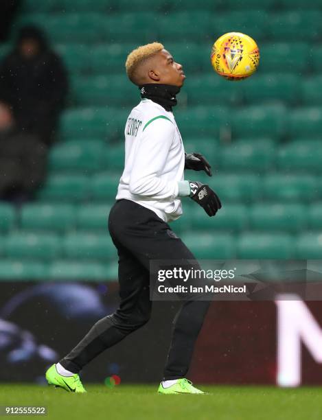 Charly Musonda of Celtic is seen prior to the Scottish Premier League match between Celtic and Heart of Midlothian at Celtic Park on January 30, 2018...