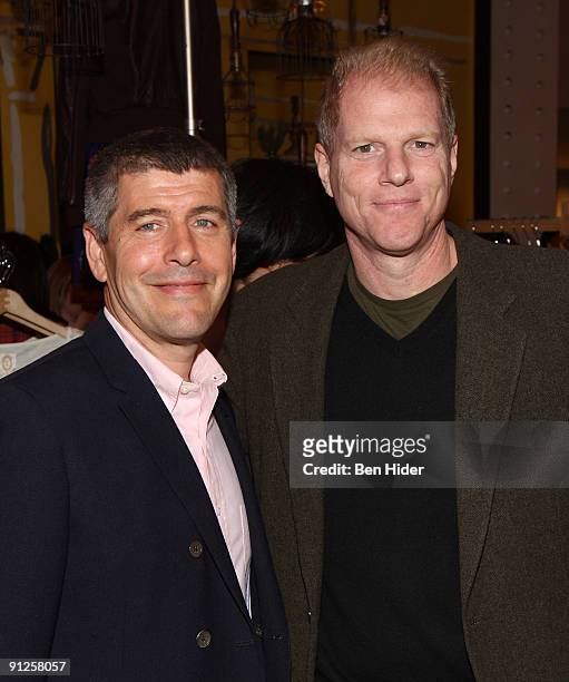 Anthropologie buyer-at-large Keith Johnson and actor Noah Emmerich attend the Sundance Channel and Anthropologie premiere of "Man Shops Globe" at...
