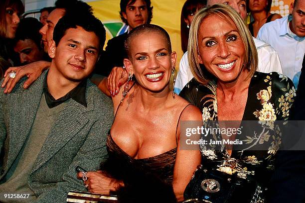 Actress Niurka and her son Kiko along with TV host Laura Bozzo during the presentation of the reality show La Academia of TV Azteca on September 28,...