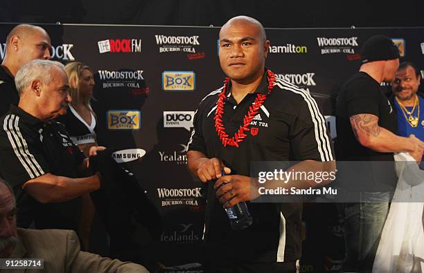 David Tua during a Press Conference held ahead of his fight against Shane Cameron on Saturday night at Northern Steamship on September 30, 2009 in...