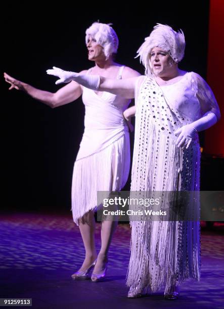 Actors Jason Alexander and Steven Weber perform at "What A Pair!" benefiting The John Wayne Cancer Institute at St. John's Health Center at The Broad...