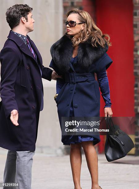 Micahel Urie and Vanessa Williams are seen on the set of the TV show" Ugly Betty" on location on the Streets of Manhattan on September 29, 2009 in...