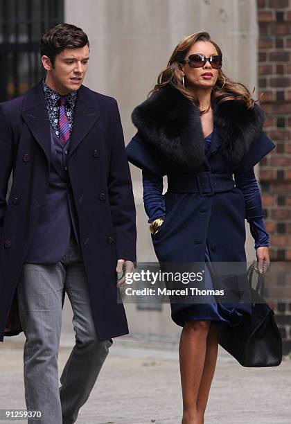 Micahel Urie and Vanessa Williams are seen on the set of the TV show" Ugly Betty" on location on the Streets of Manhattan on September 29, 2009 in...