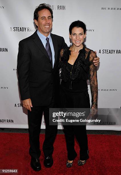 Jerry Seinfeld and Jessica Seinfeld attend "A Steady Rain" Broadway opening night at the Gerald Schoenfeld Theatre on September 29, 2009 in New York...