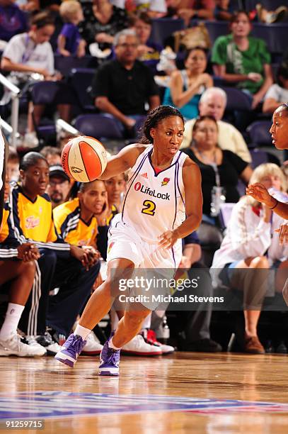 Temeka Johnson of the Phoenix Mercury drives against the Indiana Fever in Game one of the WNBA Finals played on September 29, 2009 at U.S. Airways...