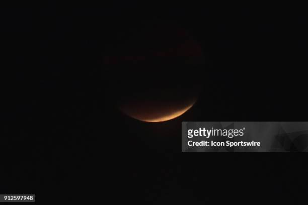 View of the first Total Lunar Eclipse of 2018, it is the first blue moon eclipse in 2018, so it was referred to as the super blue blood moon on...