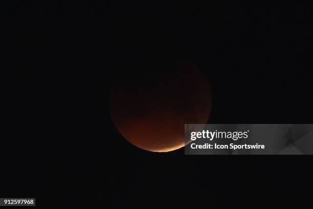 View of the first Total Lunar Eclipse of 2018, it is the first blue moon eclipse in 2018, so it was referred to as the super blue blood moon on...