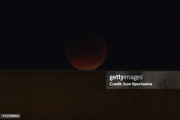 View of the first Total Lunar Eclipse of 2018, it is the first blue moon eclipse in 2018, so it was referred to as the super blue blood moon on...