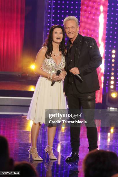 Antonia aus Tirol and Olaf Berger during the TV Show 'Meine Schlagerwelt - Die Party' hosted by Ross Antony on January 30, 2018 in Leipzig, Germany.