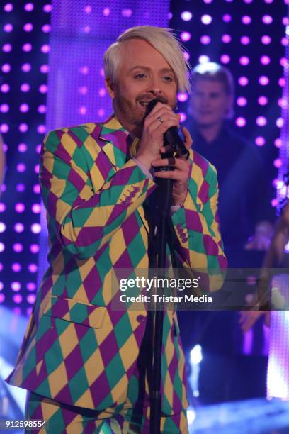 Ross Antony during his host of the TV Show 'Meine Schlagerwelt - Die Party' on January 30, 2018 in Leipzig, Germany.