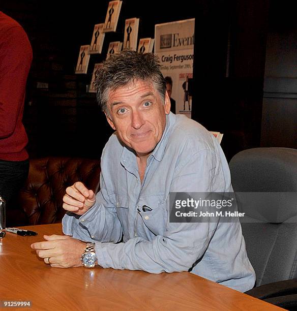 Late night television host Craig Ferguson signs copies of his new book "American On Purpose" at Barnes & Noble at tThe Grove on September 29, 2009 in...