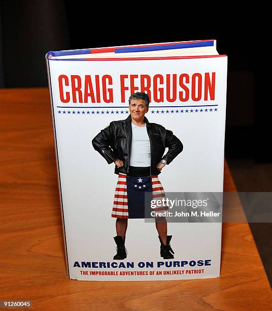 Late night talk show host Craig Ferguson's new book "American On Purpose" is shown on display at Barnes & Noble at tThe Grove on September 29, 2009...