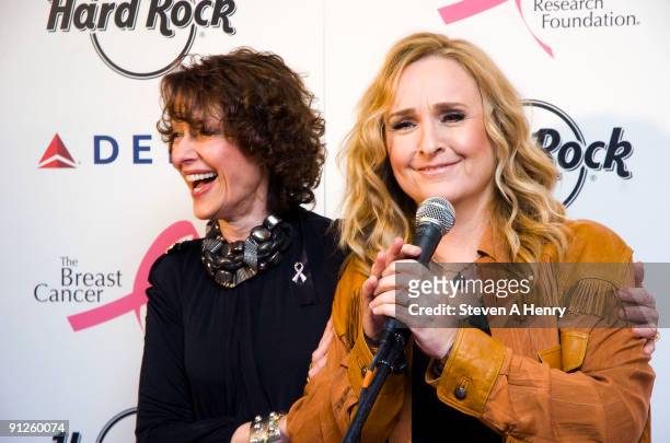Socialite Evelyn Lauder and musician Melissa Etheridge attend Delta's kick off for Breast Cancer Awareness Month at JFK Airport on September 29, 2009...