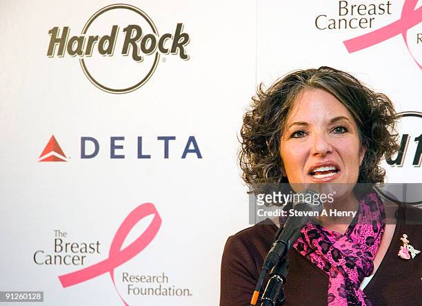 Delta's senior vice president of New York, Gail Grimmett attends Delta's kick off for Breast Cancer Awareness Month at JFK Airport on September 29,...