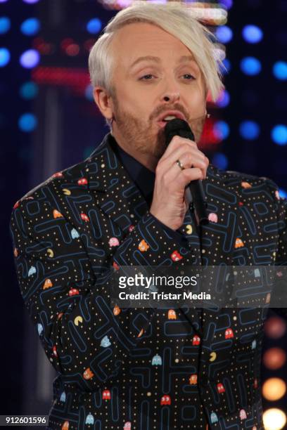 Ross Antony during his host of the TV Show 'Meine Schlagerwelt - Die Party' on January 30, 2018 in Leipzig, Germany.