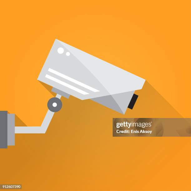 überwachung kamera flach-symbol - surveillance camera stock-grafiken, -clipart, -cartoons und -symbole