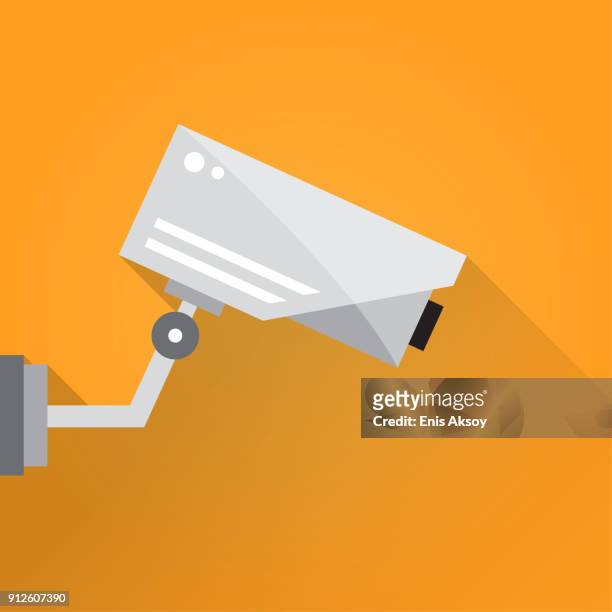 illustrations, cliparts, dessins animés et icônes de icône plate de caméra de surveillance - camera de surveillance
