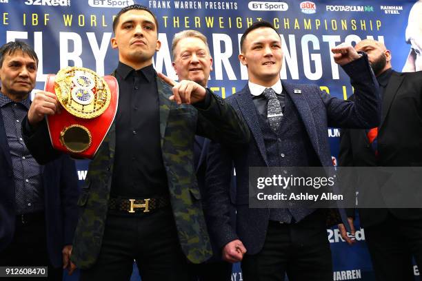 World Featherweight Champion Lee Selby and Mandatory Challenger Josh Warrington during the press conference in the Norman Hunter Suite at Elland Road...