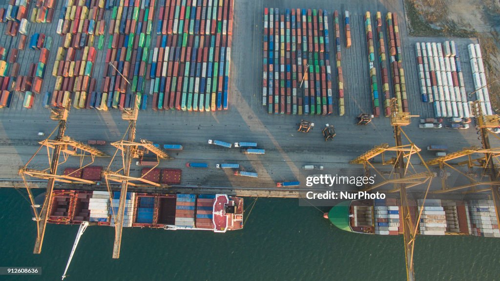 Drone images of the commercial port of Thessaloniki