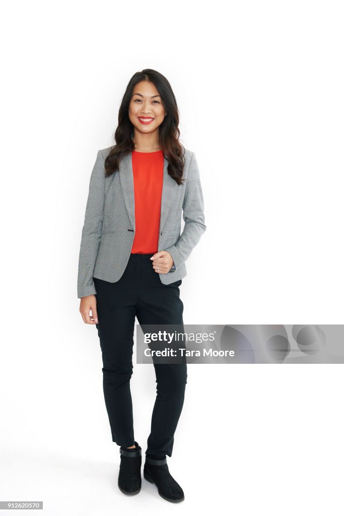 Business woman jumping