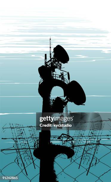 global communications - barbed wire stock illustrations