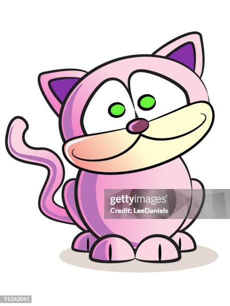 pink cat - cat tail wagging stock illustrations