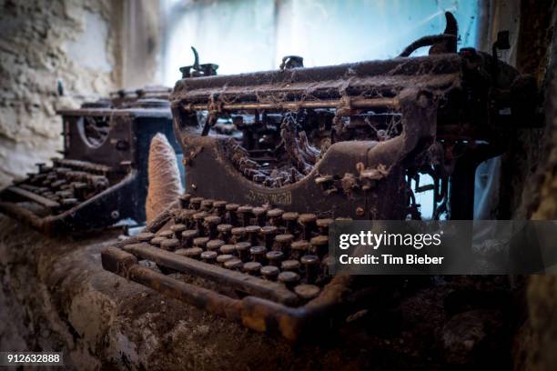 old typewriters collect dust - broken printer stock pictures, royalty-free photos & images