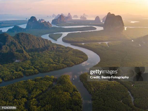 unseen thailand : phang nga bay in sunset - phang nga bay stock pictures, royalty-free photos & images