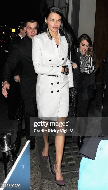 Adriana Lima arrives at Nobu on December 12, 2013 in London, England.