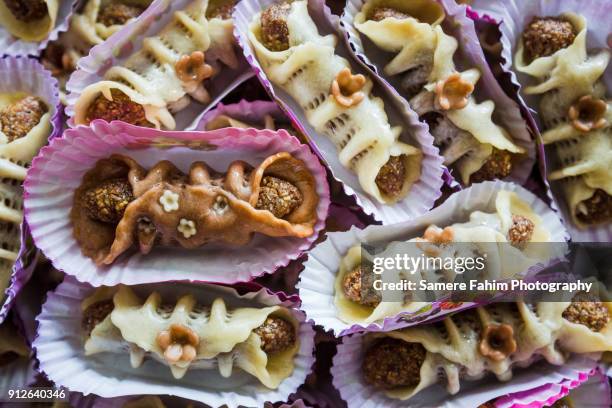 assorted pastries with almonds - mons hainaut foto e immagini stock