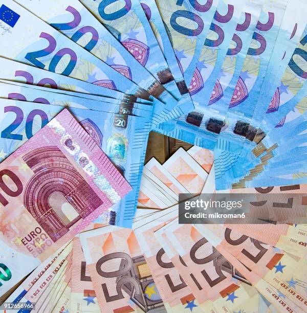 close-up of european union currency - ten euro banknote stock pictures, royalty-free photos & images