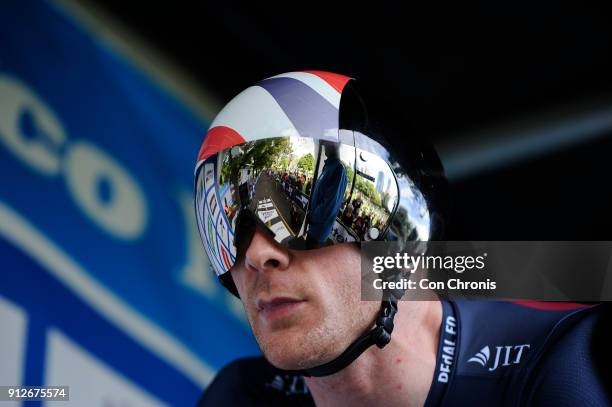 Winner Edward Clancy at the start ramp in the Mens 2018 Herald Sun Jayco Tour Prologue, 1.6km Individual Time Trial, on January 31, 2018 in...