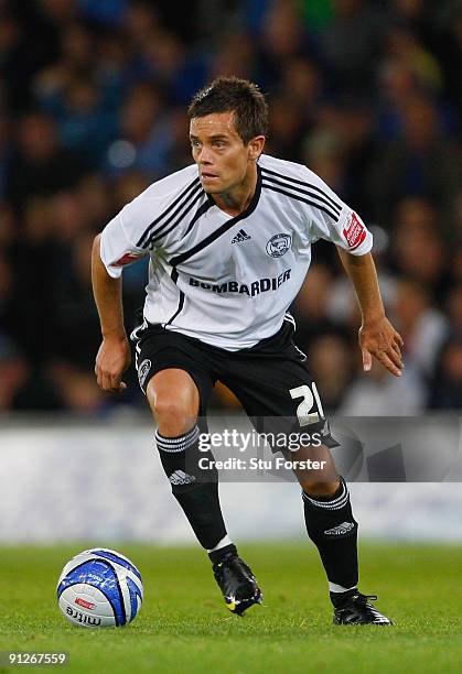Lee Hendrie of Derby in action during the Coca-Cola Championship match between Cardiff City and Derby County at the Cardiff City stadium on September...