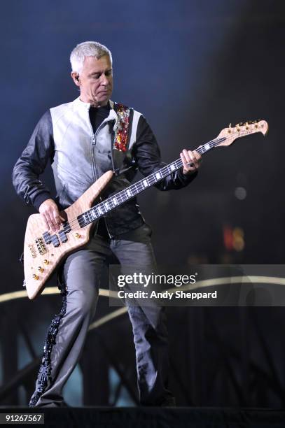 Adam Clayton of U2 performs on stage at FedExField on September 29, 2009 in Landover, Maryland.